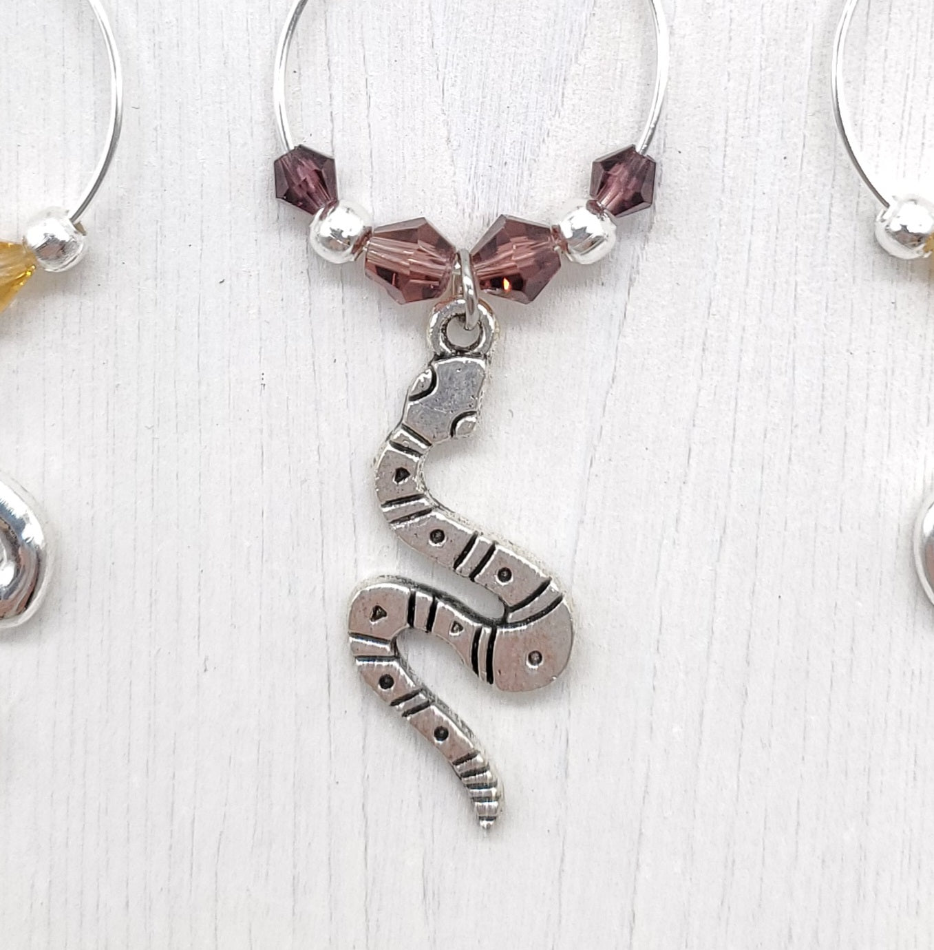 snake wine charms with crystal beads and silver spacing